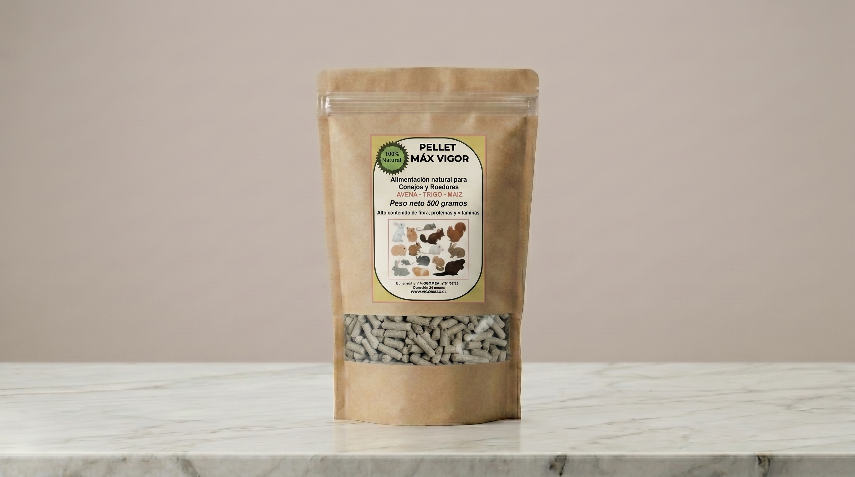 Pellet de trigo, avena y maíz formato medio kilo